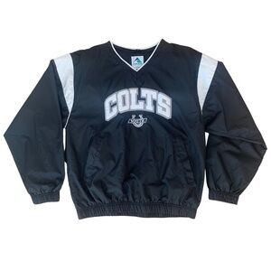 Indianapolis COLTS Augusta Sportswear Pullover Black Windbreaker - Medium Unisex